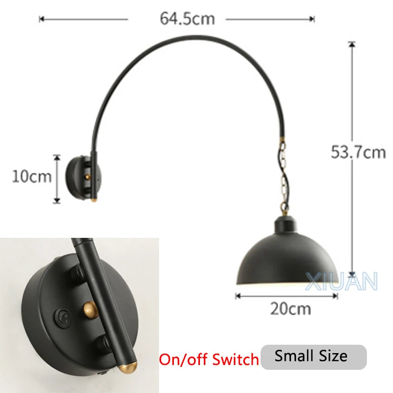Long Pole Wall Lamps Industrial Vintage Living Room Wall Light Long Swing Arm Restaurant Dining Table Wall Mount Lights Black - vue 12 sur 14
