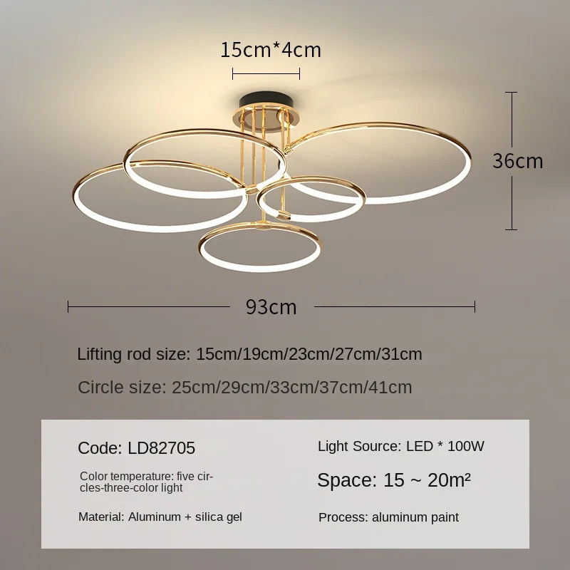 lustre décoratif moderne en anneau pour intérieur élégant - vue 9 sur 10