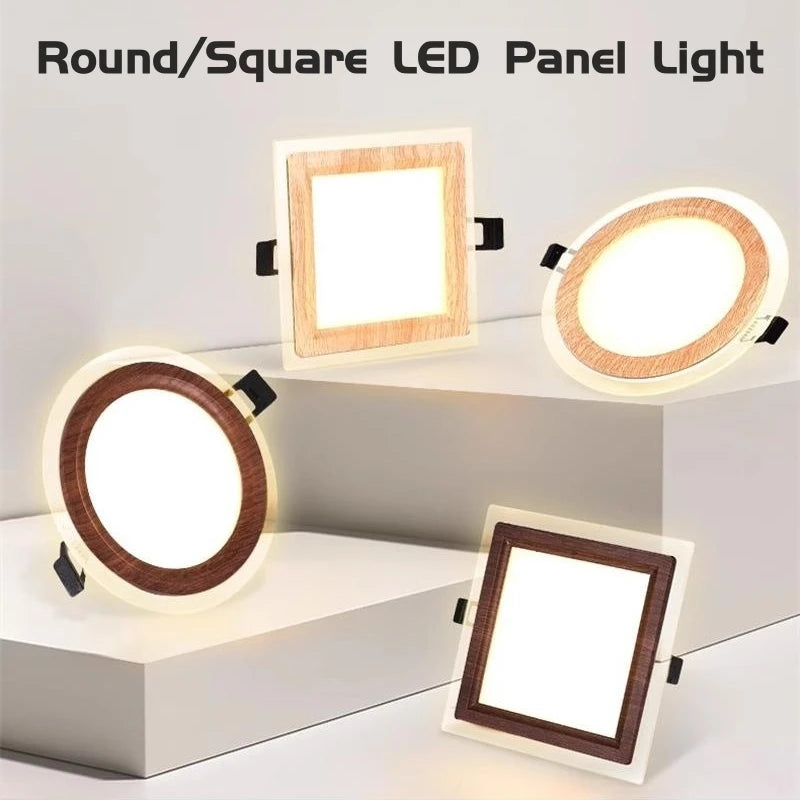 Plafonnier LED encastré Ultra-mince en Grain de bois - vue 3 sur 10