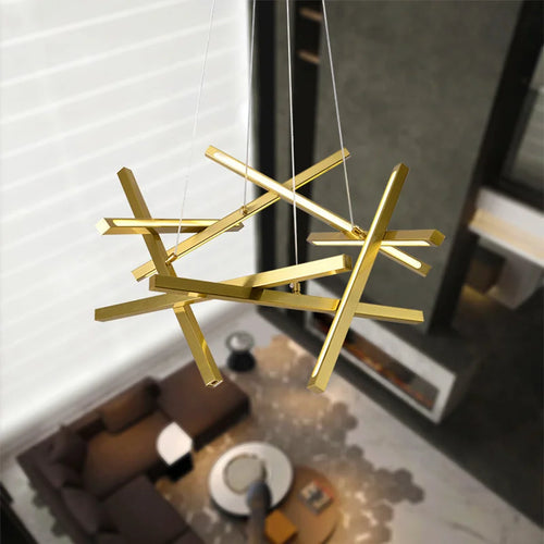lustre moderne led créatif en métal branche suspension nordique - vue 3 sur 9