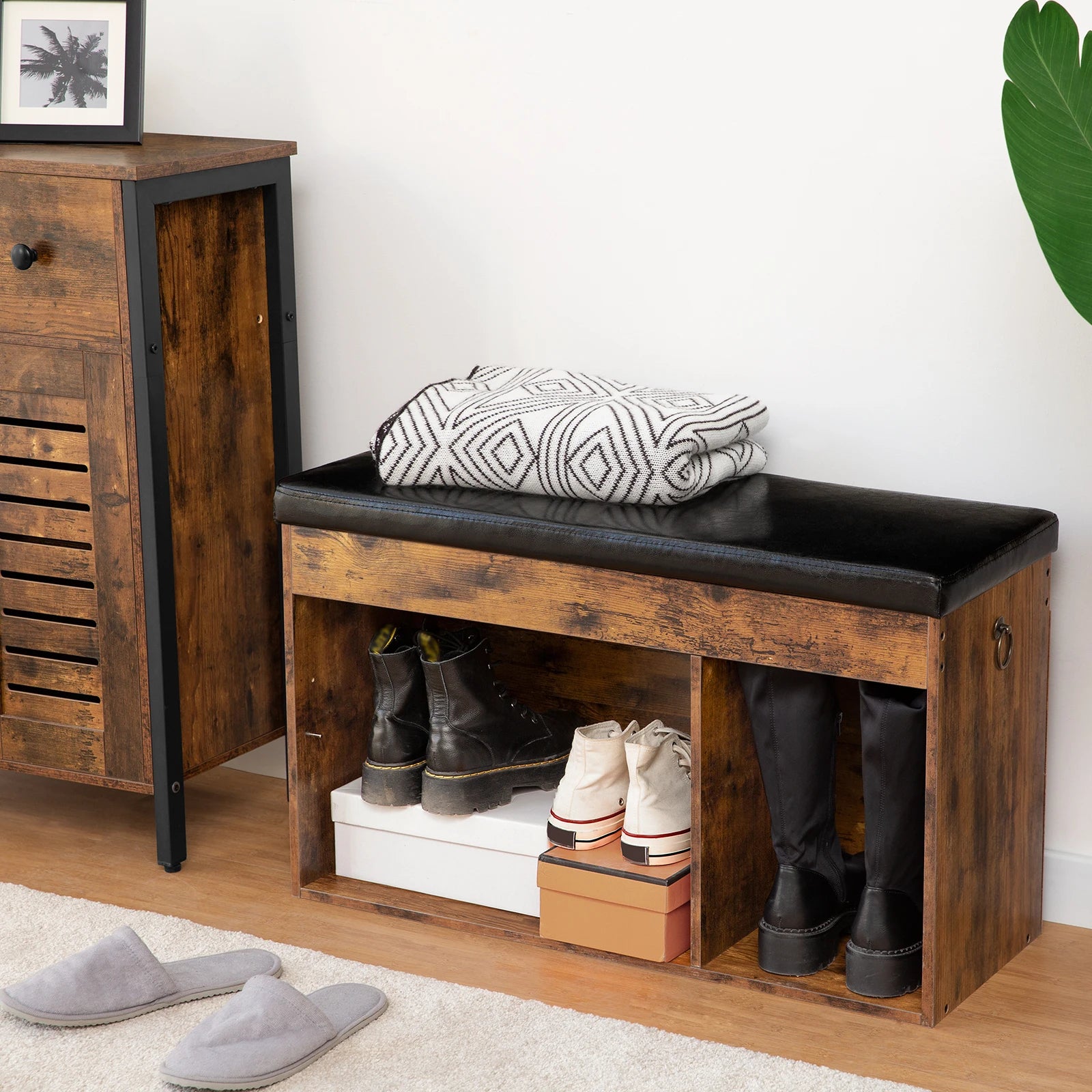 banc à chaussures avec rangement et assise confortable - vue 4 sur 7