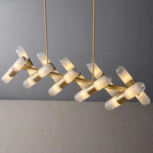 lustre italien moderne led minimaliste en cuivre pour bar café - vue 3 sur 12