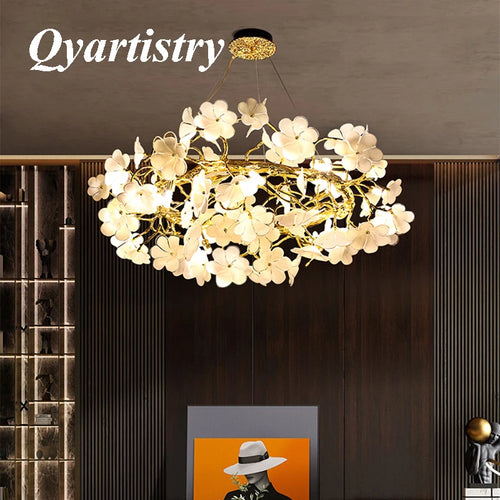 lustre moderne en anneau éclairage de luxe décoration suspendue - vue 2 sur 5