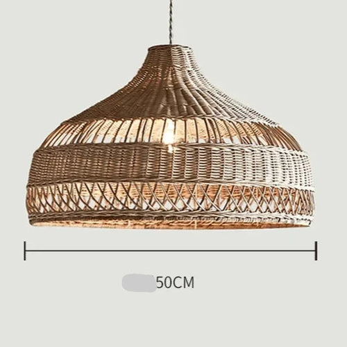 lustre suspendu en rotin abat-jour pour éclairage suspendu - vue 2 sur 17