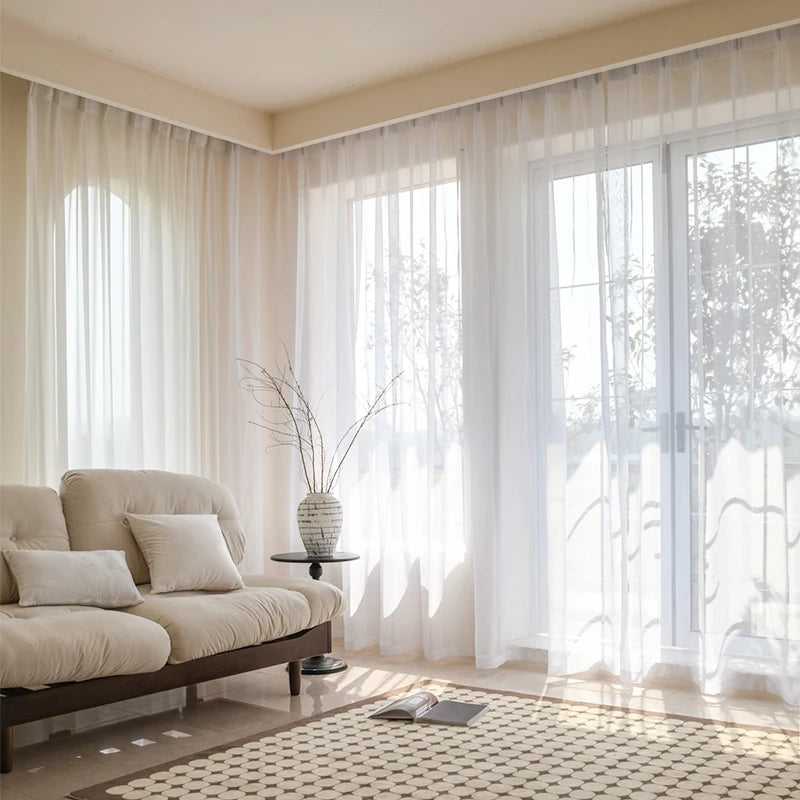 Voilage tulle moderne transparent pour fenêtre salon décoration