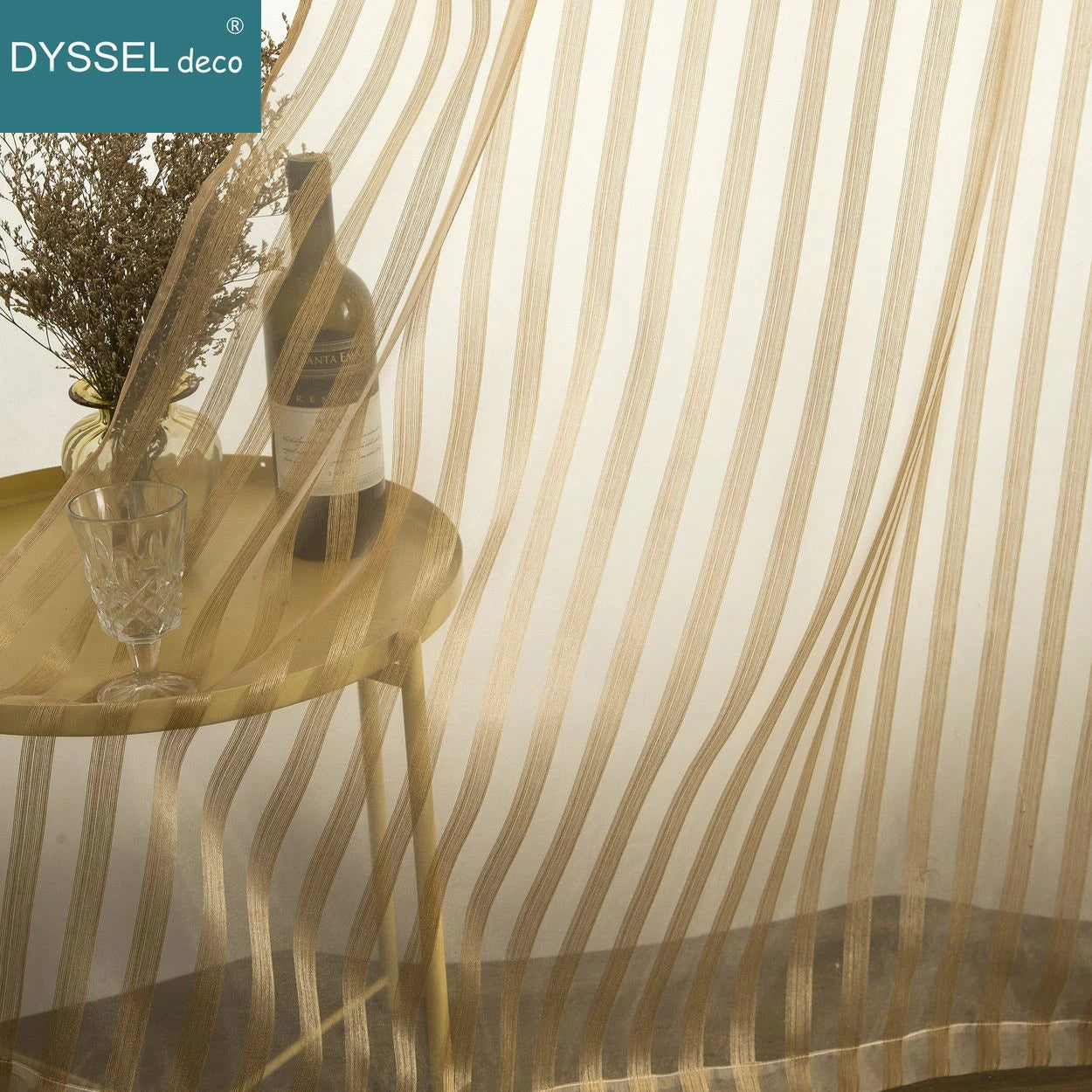 Rideau moderne a rayures translucide pour salon chambre - vue 6 sur 7