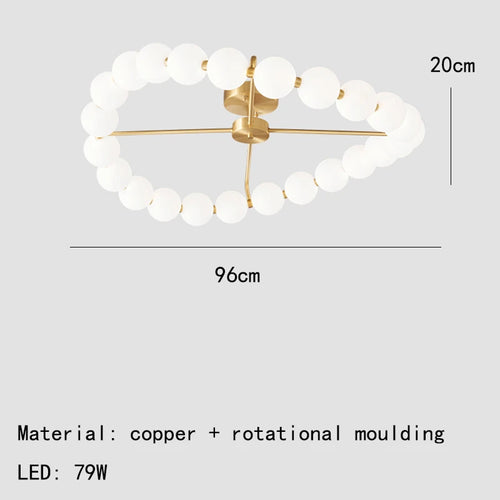 lustre à led avec anneau en cuivre et boule acrylique - vue 10 sur 10