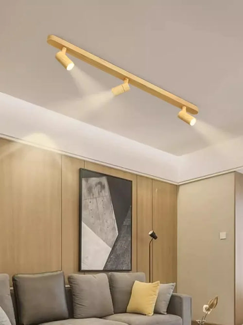 lustre led moderne design imitation bois pour intérieur - vue 3 sur 16