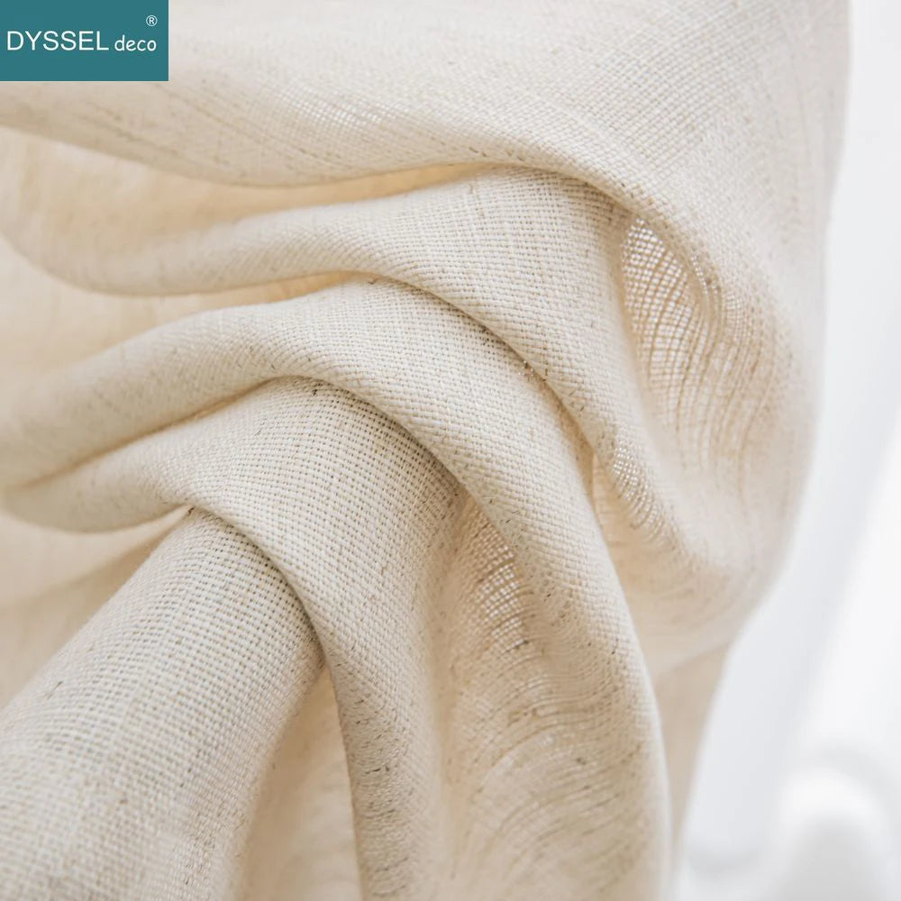 Voilage rideau style lin moderne pour salon chambre - vue 5 sur 7
