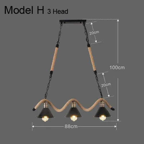 Lustre et Suspension rustique industrielle avec cordage - vue 8 sur 21