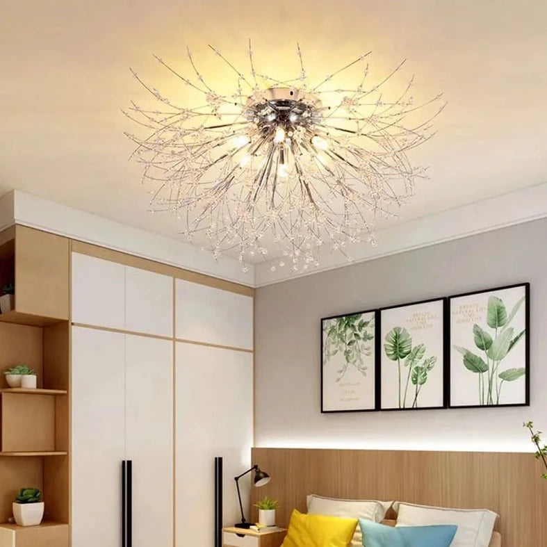 plafonnier nordique en cristal forme pissenlit lustre moderne décoratif - vue 3 sur 14