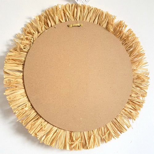 miroir décoratif en raphia et coquillages pour décoration murale - vue 4 sur 5