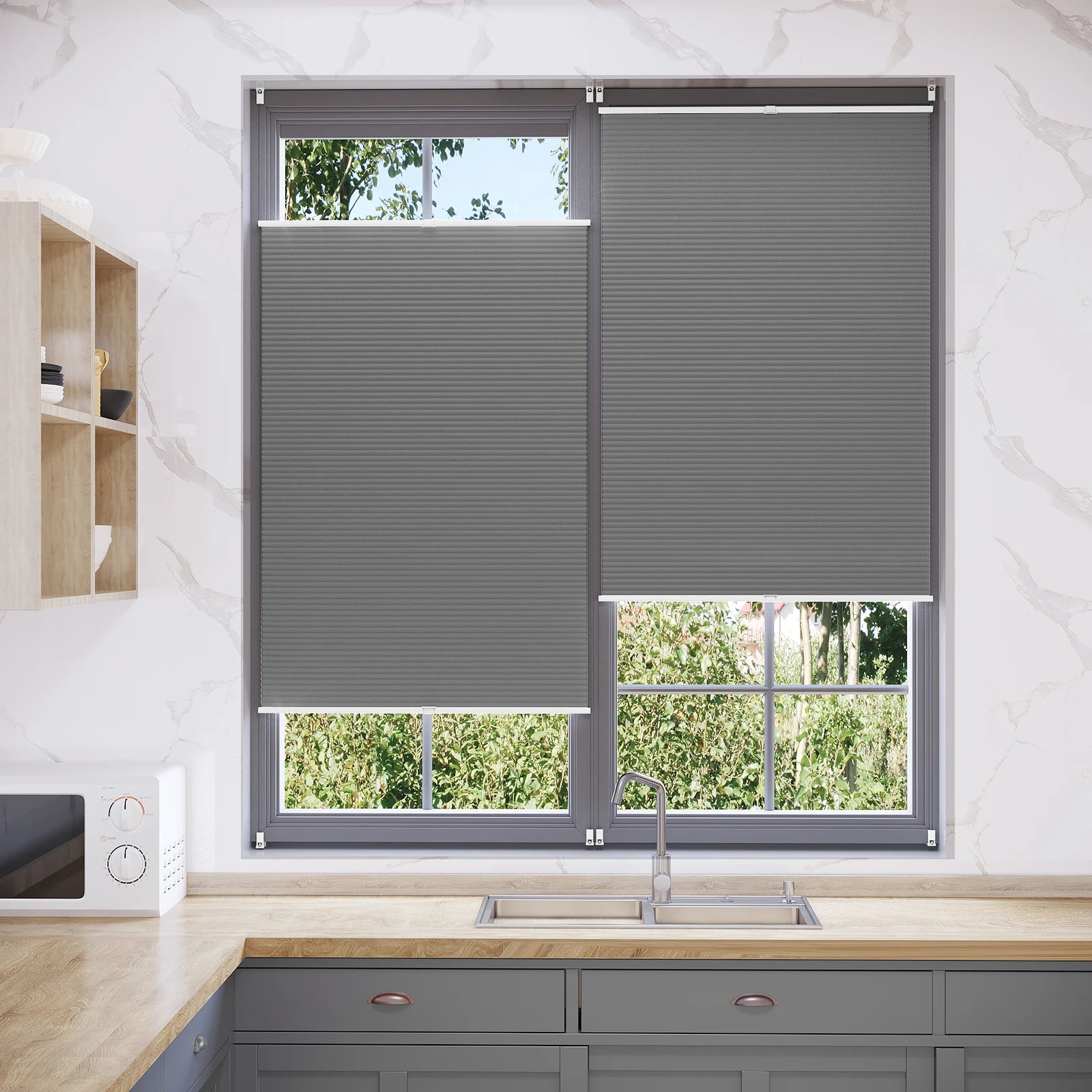 Store plissé occultant thermique sans perçage pour porte - vue 1 sur 6