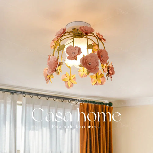 plafonnier rétro en forme de rose pour décoration romantique et chaleureuse - vue 2 sur 10