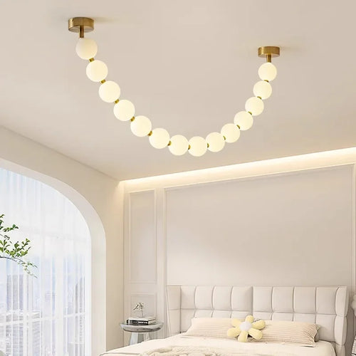 lustre design perles nordiques led pour décoration maison - vue 6 sur 9