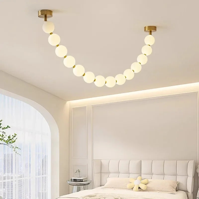lustre design perles nordiques led pour décoration maison - vue 5 sur 9