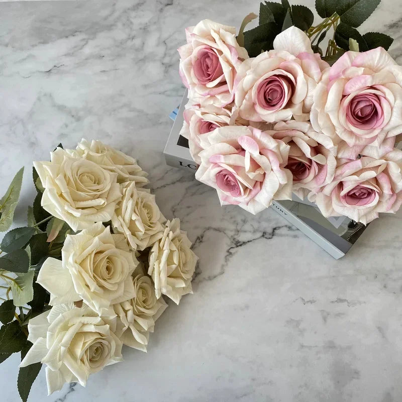 bouquet de roses artificielles en soie pour décoration intérieure - vue 4 sur 17