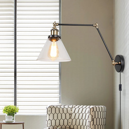 applique murale led nordique longue perche en verre avec interrupteur - vue 6 sur 11