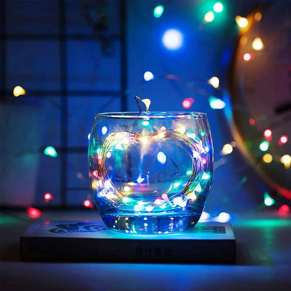 guirlande lumineuse led usb en cuivre argent pour décorations de fête - vue 4 sur 14