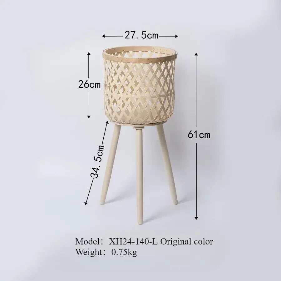 support de fleurs en rotin tressé pour décoration intérieure