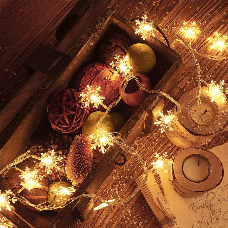 guirlande lumineuse flocon de neige pour décoration de noël - vue 2 sur 8
