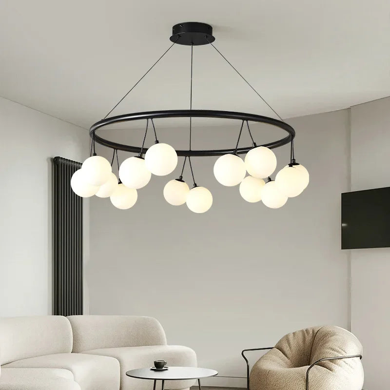 lustre suspension led en forme de haricot avec suspension cerise - vue 3 sur 9