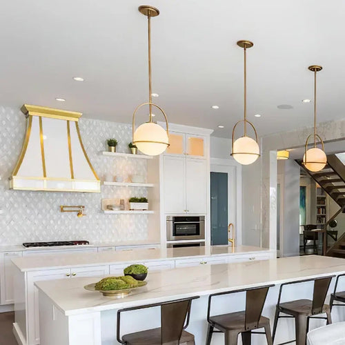 Nordic Globe Pendant Lamp Glass Ball Ceiling Suspension Hanging Light for Kitchen Island Dining Room - vue 5 sur 6