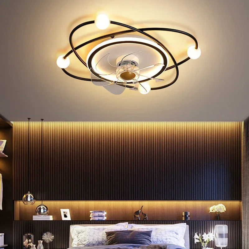 lustre led moderne avec ventilateur pour décoration intérieure - vue 4 sur 8