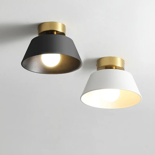 Rétro plafonnier LED décoration intérieure lampe fer rond noir blanc abat-jour pour balcon allée couloir couloir luminaire - vue 2 sur 8
