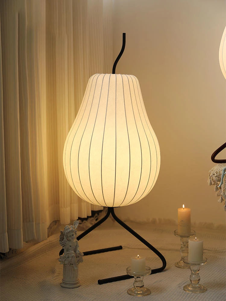 lampe de sol wabi sabi style japonais en soie décoration intérieure - vue 3 sur 8