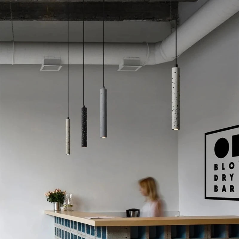 Suspension Terrazzo Bar Ciment Minimaliste Salle à manger Chambre Chevet Longue Bande Style Industriel Lampes À Tête Unique - vue 9 sur 9