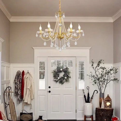 lustre en cristal luxe avec simulation de bougie led - vue 5 sur 7