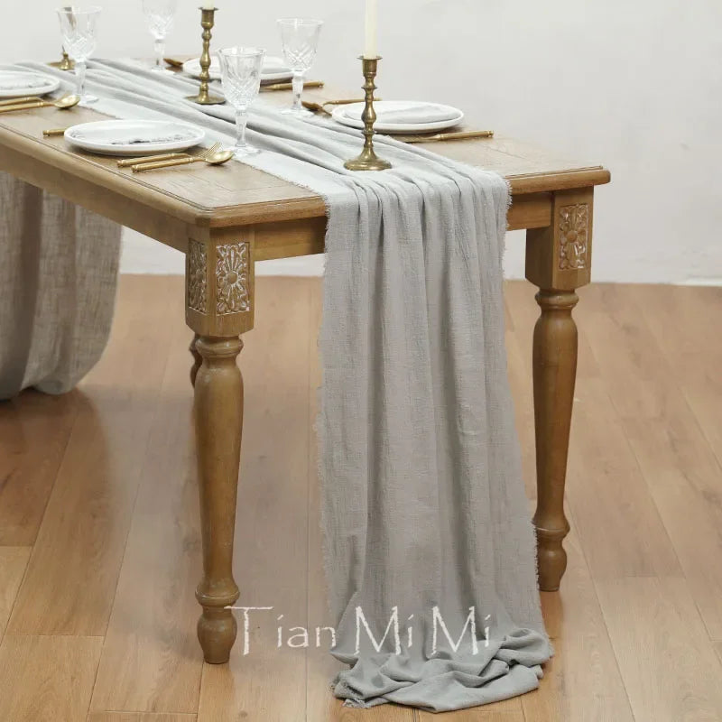 Chemin de table coton gaze style vintage mariage - vue 17 sur 29
