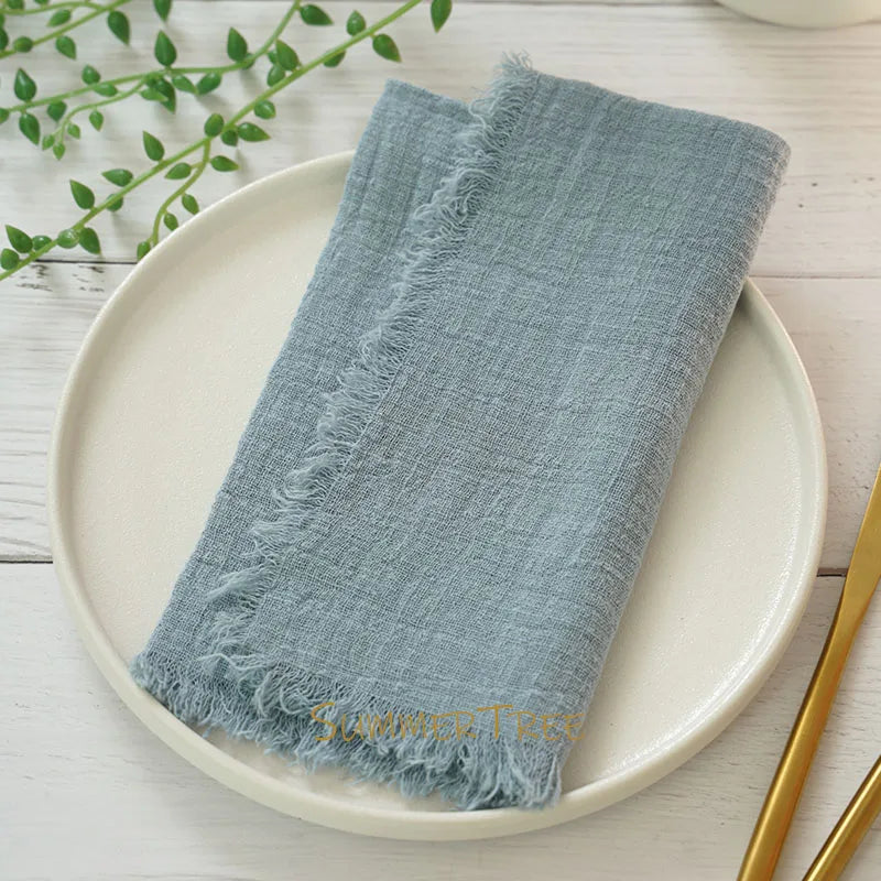 Serviette de table gaze coton style rustique lot