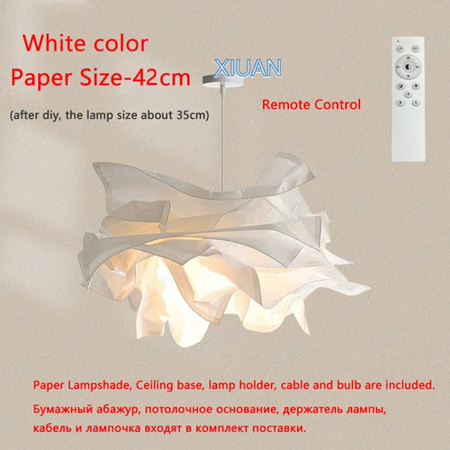 lustre minimaliste en papier led pour éclairage intérieur bricolage - vue 10 sur 12