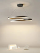 lustre à anneau simple moderne en fer doré avec éclairage LED intérieur