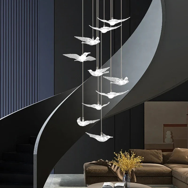 suspension LED décorative en forme d'oiseau idéale pour loft - vue 6 sur 18