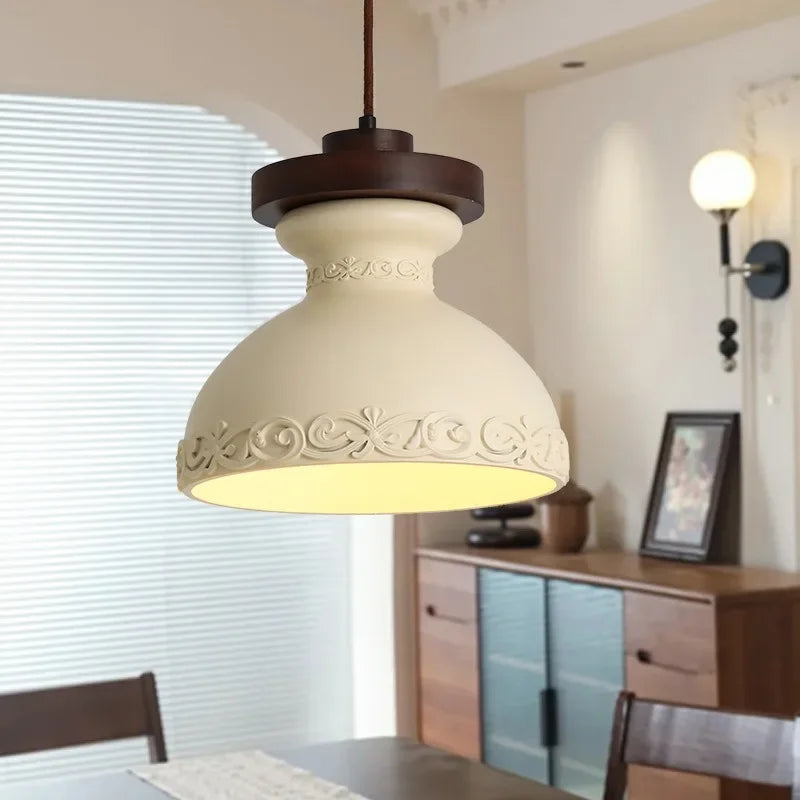 lustre rétro en résine gravée style antique décoratif - vue 4 sur 14