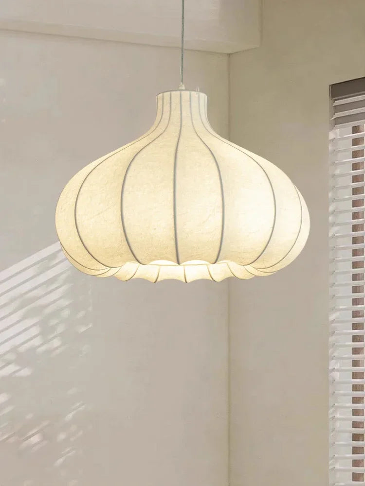 lustre japonais en soie d'oignon style wabi sabi pour intérieur élégant - vue 3 sur 9