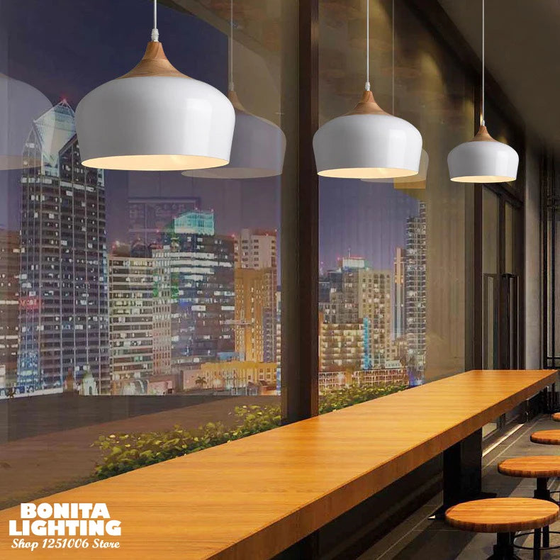 lustre en bois design nordique pour éclairage moderne - vue 4 sur 10