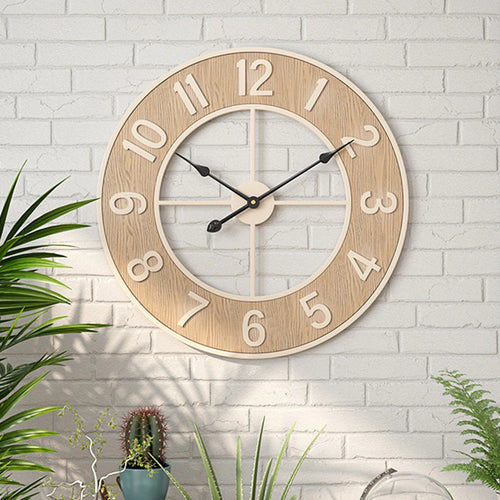 horloge murale silencieuse en grain de bois pour décoration intérieure - vue 2 sur 7