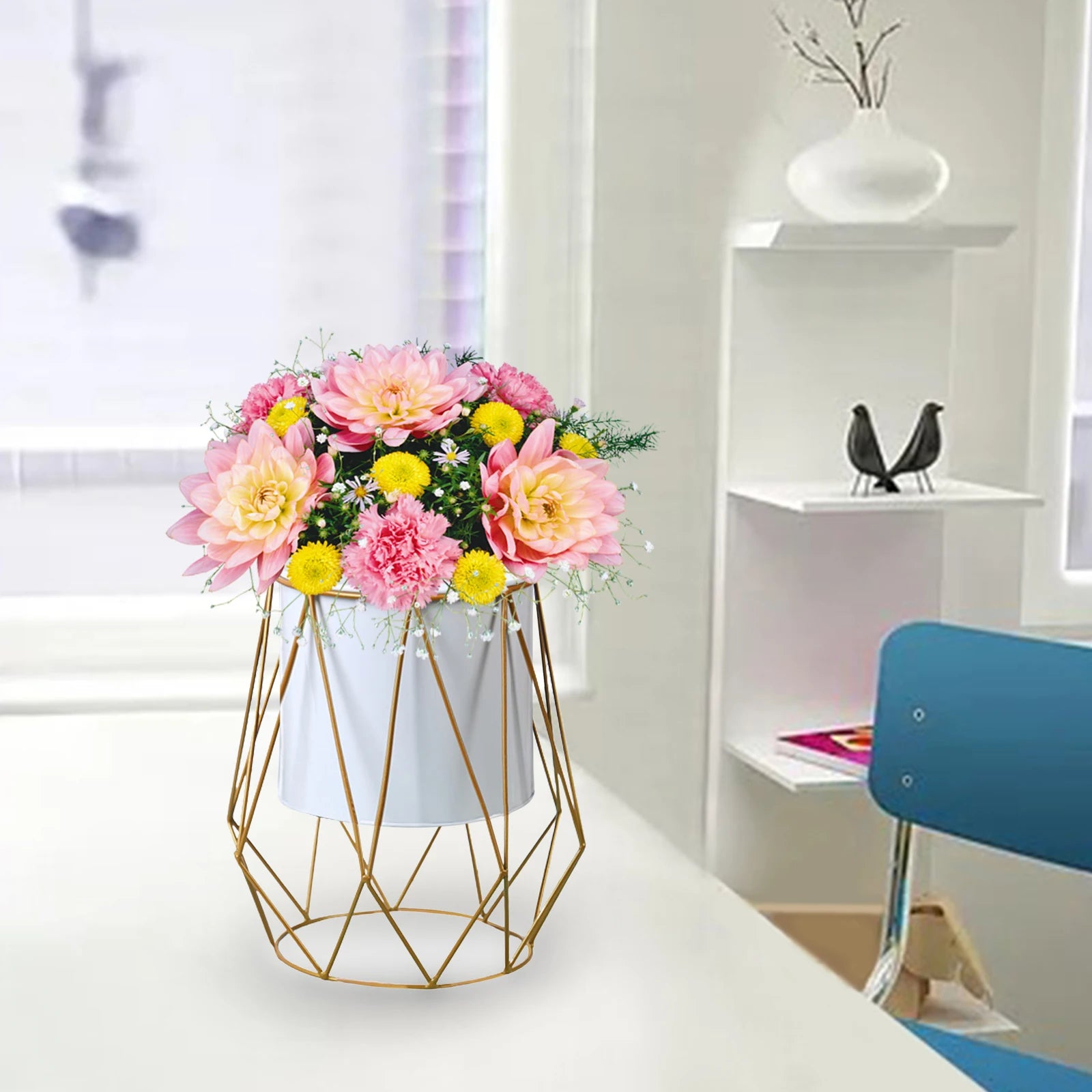 support en métal pour jardinière pot de fleurs vase antirouille - vue 5 sur 10