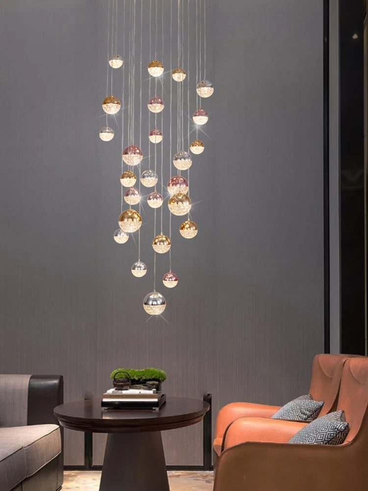 lustre moderne en acrylique boules pour éclairage intérieur luxe - vue 4 sur 15