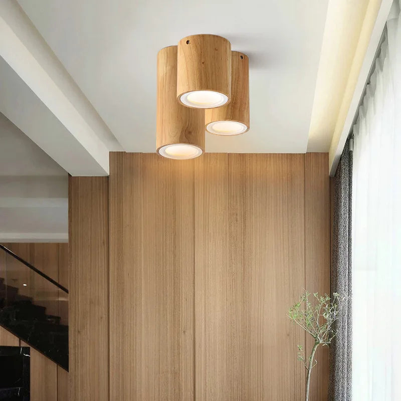 Lampe plafonnier moderne bois surface - vue 5 sur 12