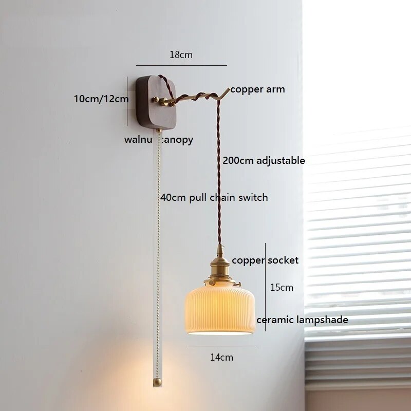 applique murale led noyer cuivre moderne baguette plug-in - vue 11 sur 23