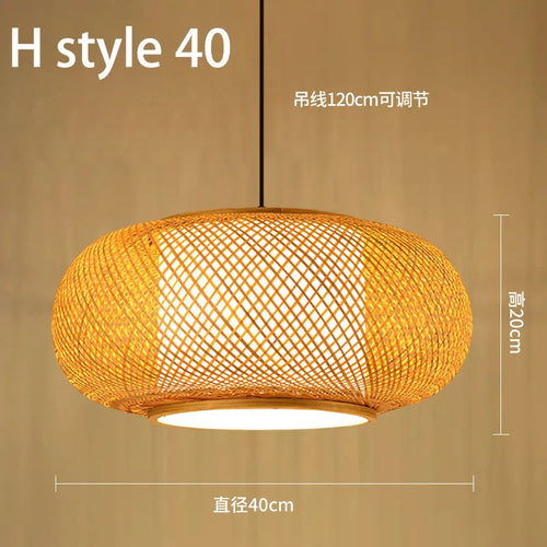lustre style chinois fait main en bambou tissage pastoral vintage - vue 25 sur 30