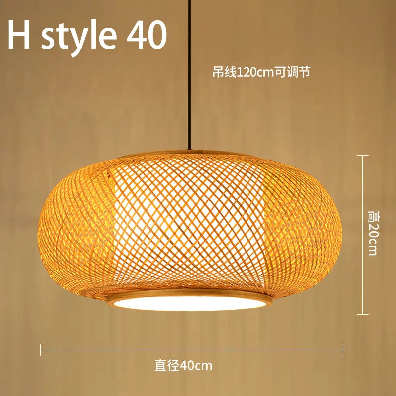 lustre style chinois fait main en bambou tissage pastoral vintage - vue 24 sur 30