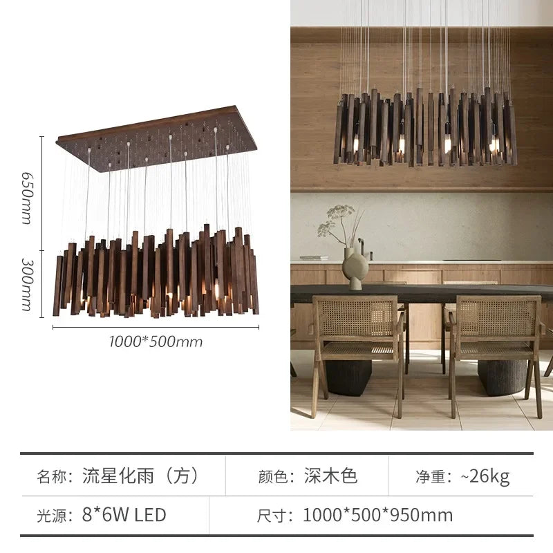 Lustre de Restaurant chinois en bois massif - vue 12 sur 16
