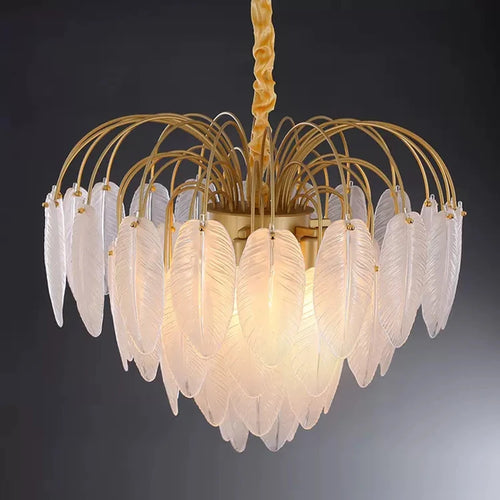 lustre led nordique plume verre décoration luminaires suspendus - vue 5 sur 9