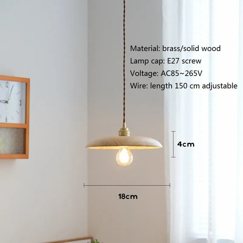 suspension led en bois et laiton style nordique moderne - vue 8 sur 10